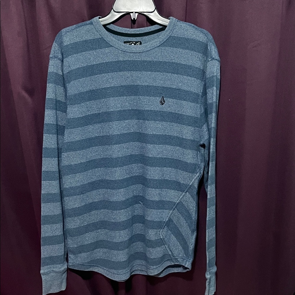 Volcom Navy Striped Long Sleeve Shirt